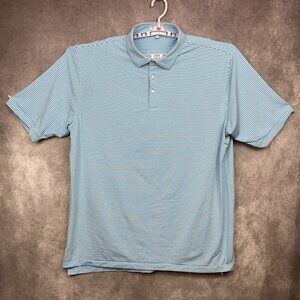 Peter Millar Summer Comfort Golf Polo Shirt Mens XXL Blue White Stripe Sports